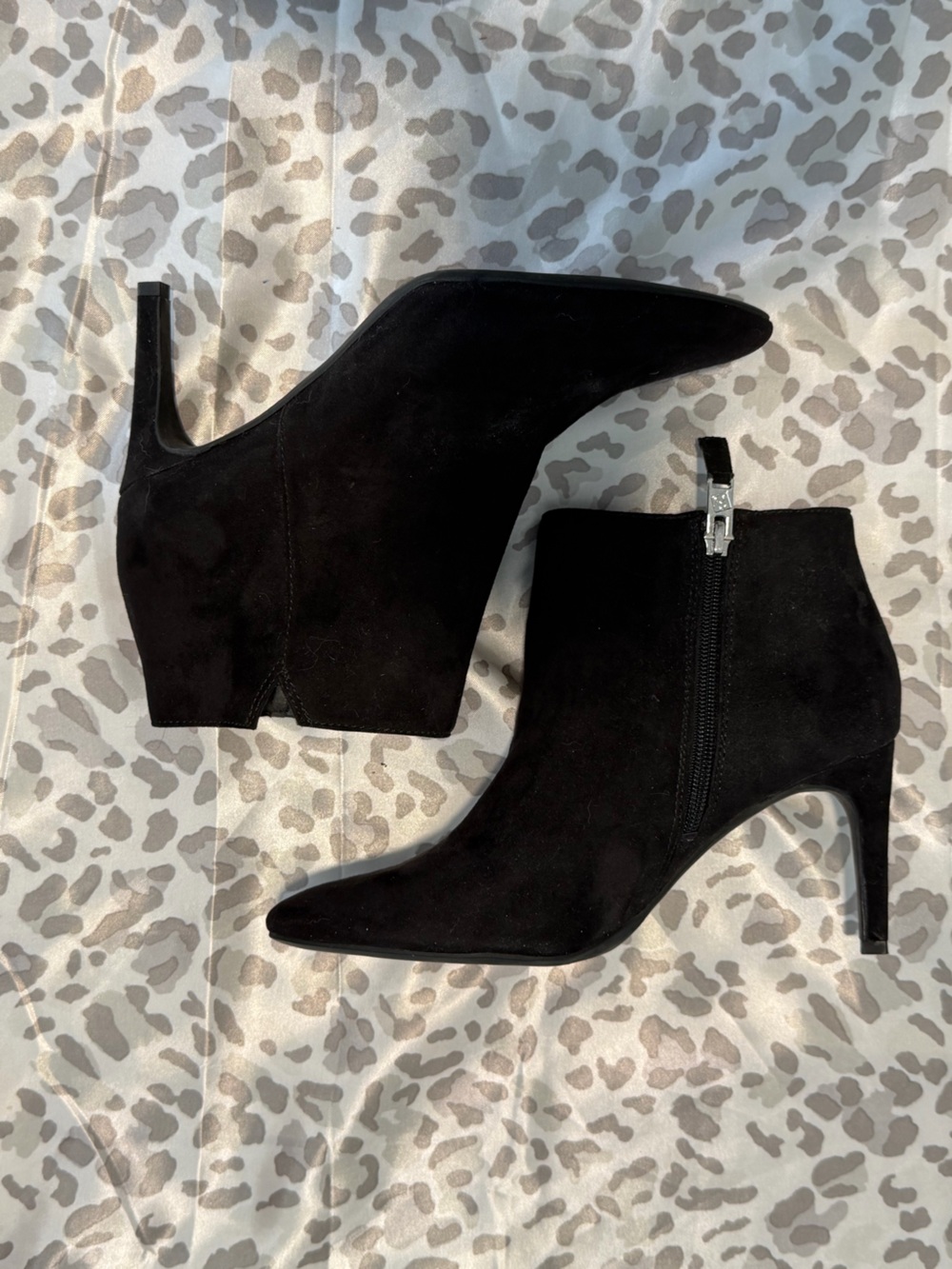 Sam & Libby Black Suede Ankle Booties - Classic Stiletto Heel
